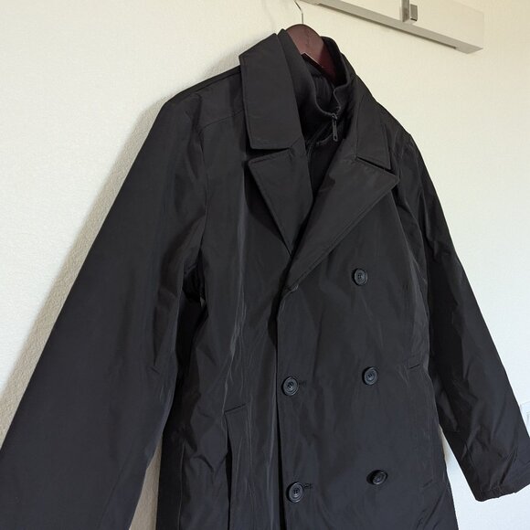 Kenneth Cole Men's Double Breasted Winter Rain Peacoat Removable Bib Black L - Picture 8 of 13